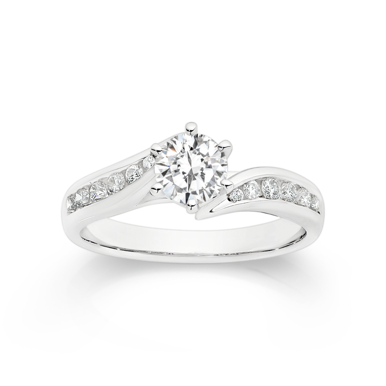 18ct White Gold Oval Solitaire Framed Ring | Rings | Angus and Coote