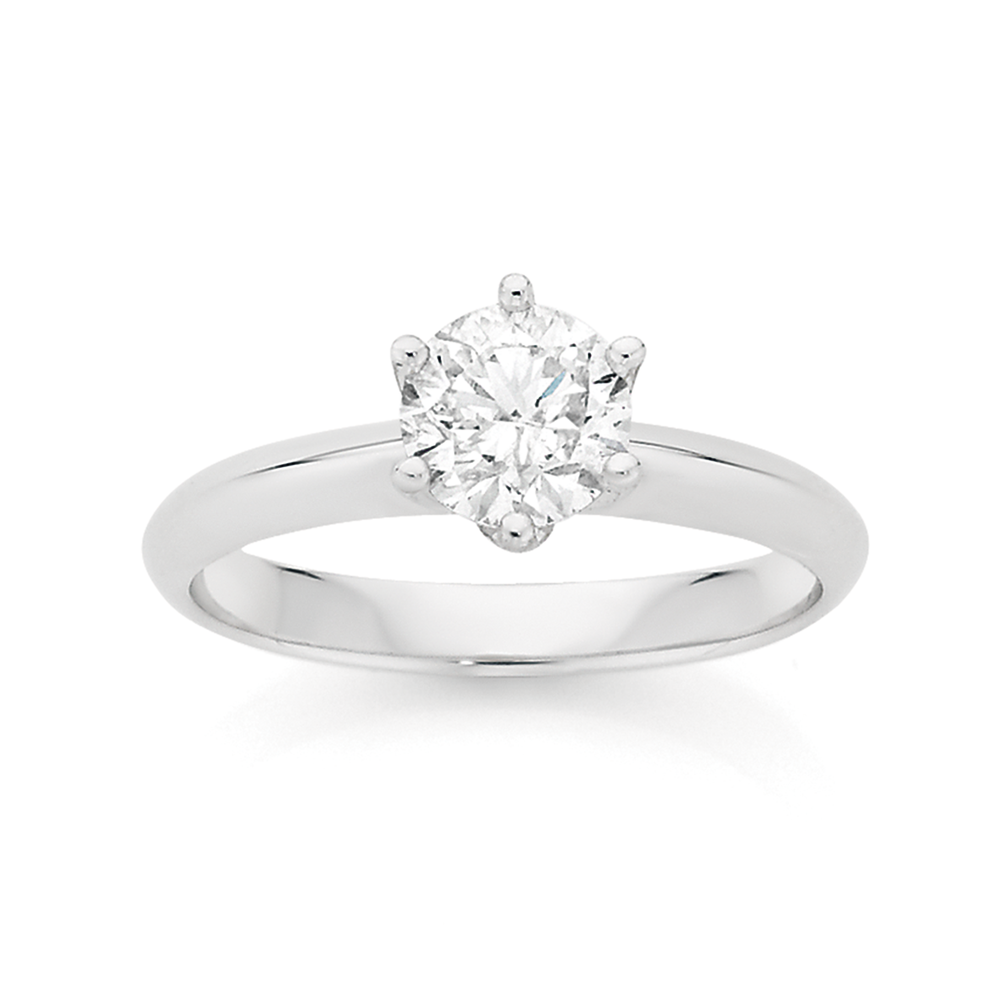 18ct White Gold Lab Grown 1ct Round Diamond Engagement Ring