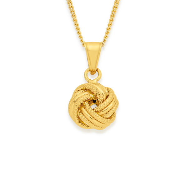 9ct Gold 10mm Plain & Pattern Triple Knot Pendant