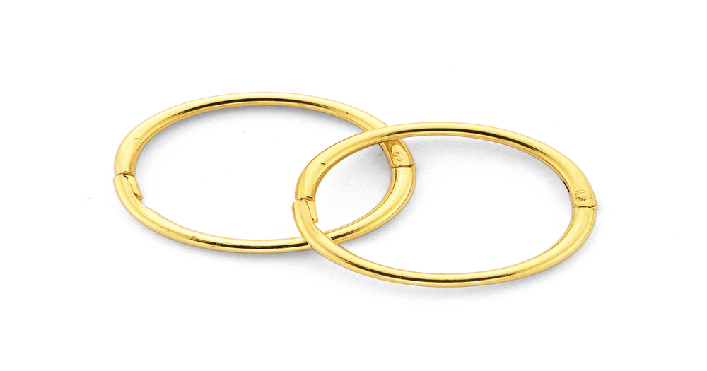 9ct Gold 10mm Small Plain Sleepers Angus Coote