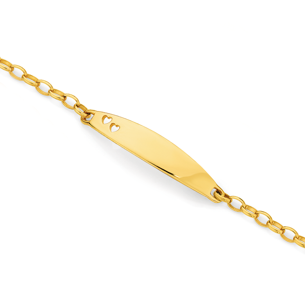 9ct Gold 16.5cm Belcher Heart ID Bracelet