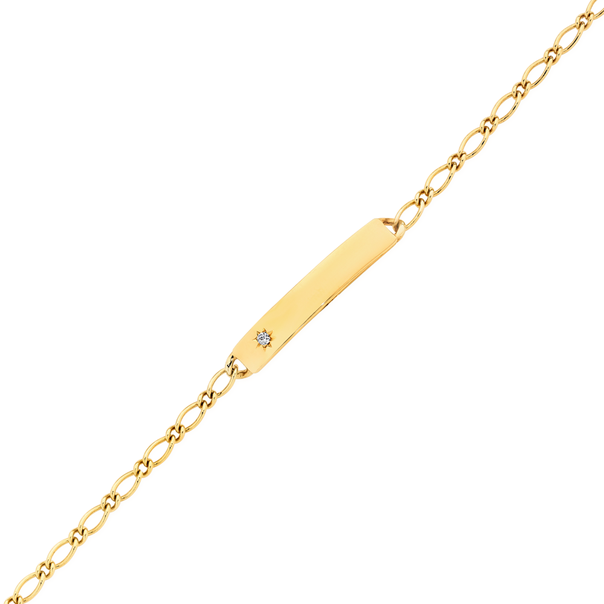 9ct Gold 16cm Solid Diamond Set Id 1+1 Bracelet | Bracelets & Bangles ...