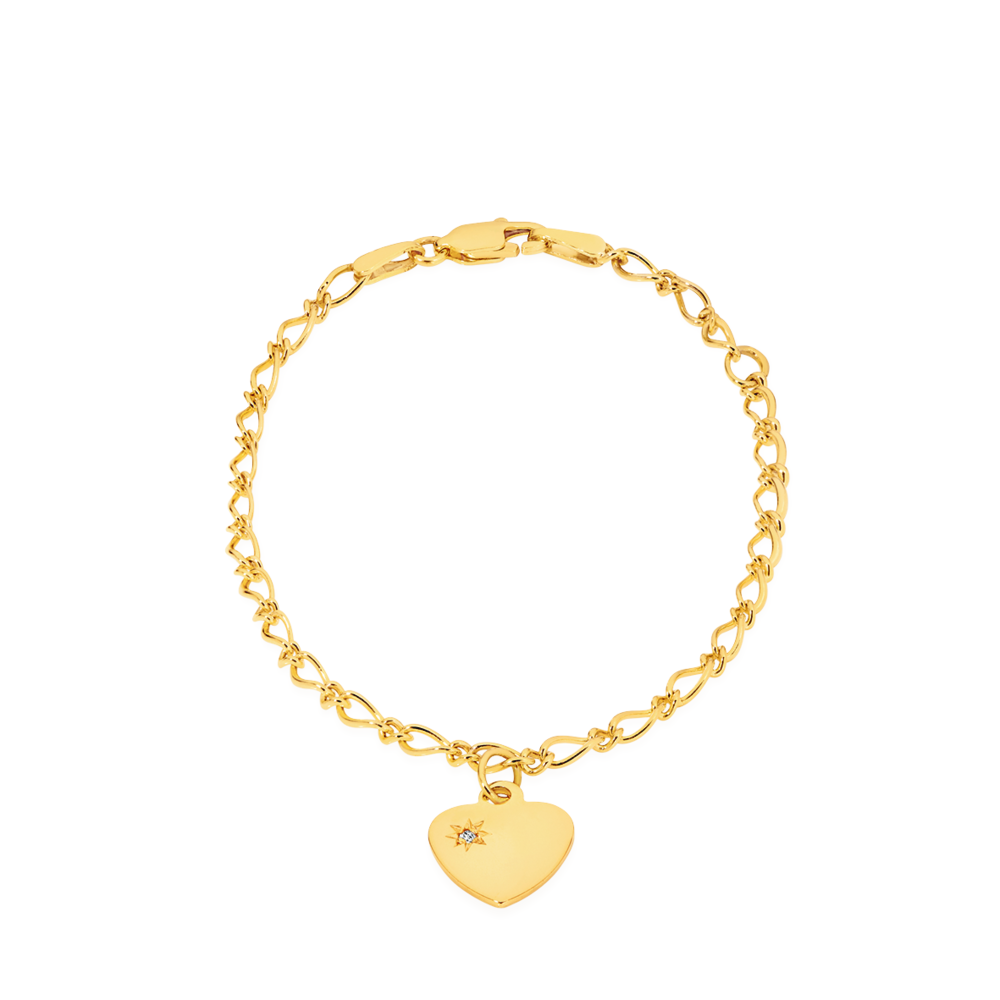 Buy 9ct Gold Italian Diamond Cut Figaro Link 8 Inch Bracelet | Womens  bracelets | Argos