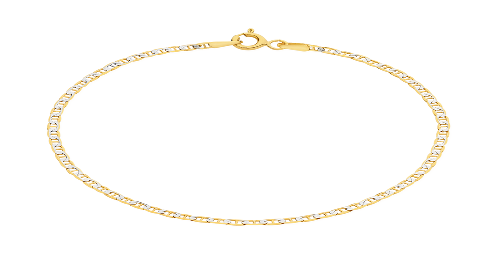 9ct Gold 18.5cm Two Tone Diamond Cut Marine Bracelet Angus & Coote