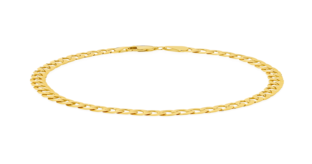 9ct Gold 19.5cm Solid Bevelled Curb Bracelet Angus & Coote
