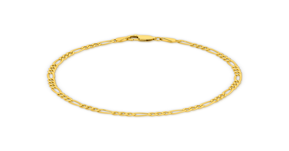 9ct Gold 19cm Solid 3+1 Figaro Bracelet Angus & Coote