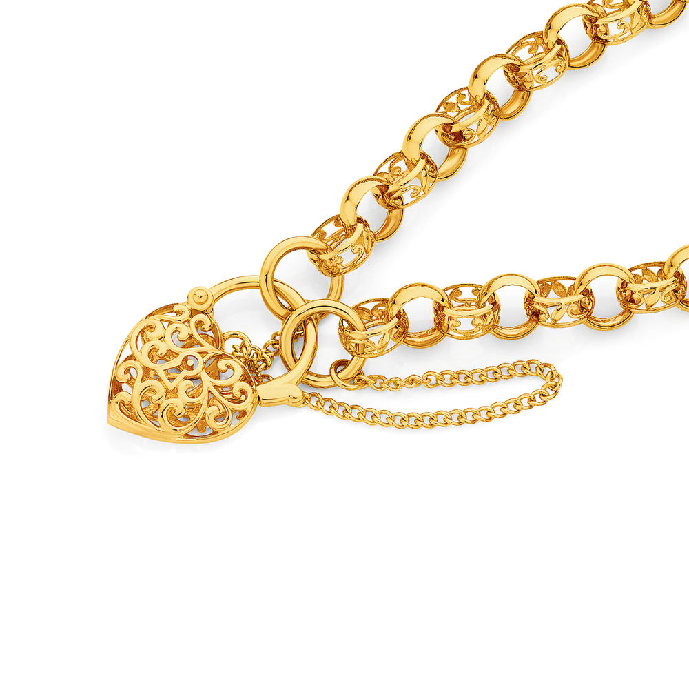 Goldsmiths 9ct Yellow Gold Elongated Belcher Chain Bracelet 1260201   Goldsmiths