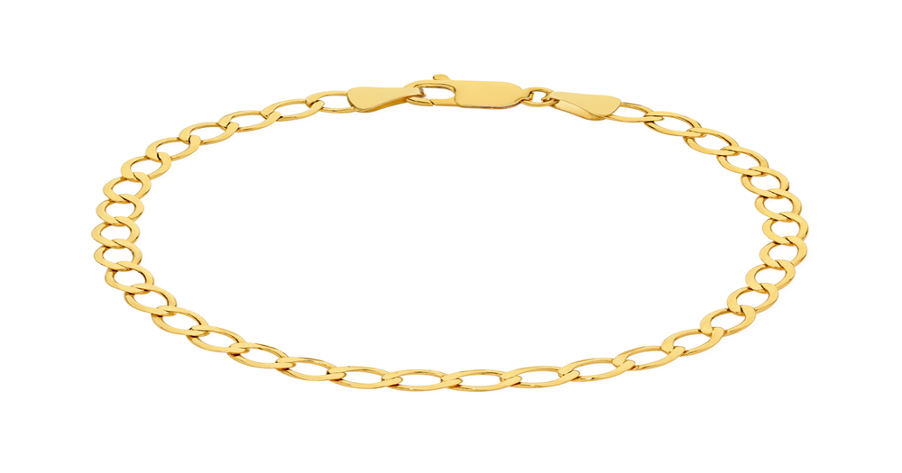 9ct Gold 19cm Solid Flat Open Curb Bracelet Angus & Coote