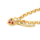 9ct Gold 19cm Solid Natural Rubies & Diamonds Padlock Bracelet
