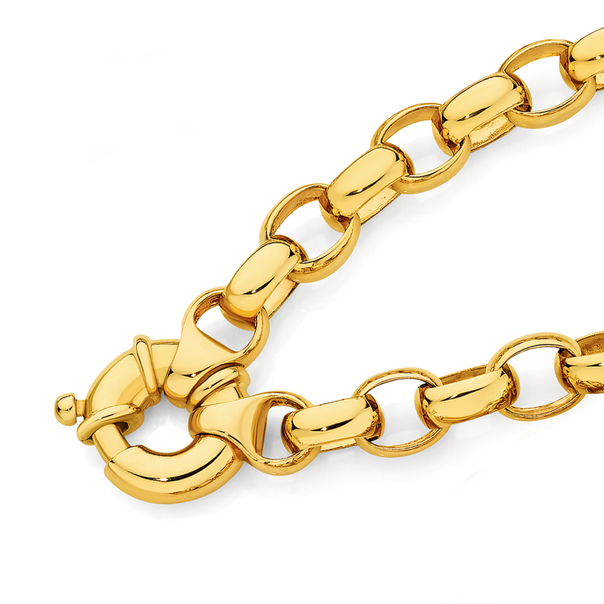 9ct Gold 19cm Solid Oval Belcher Bracelet
