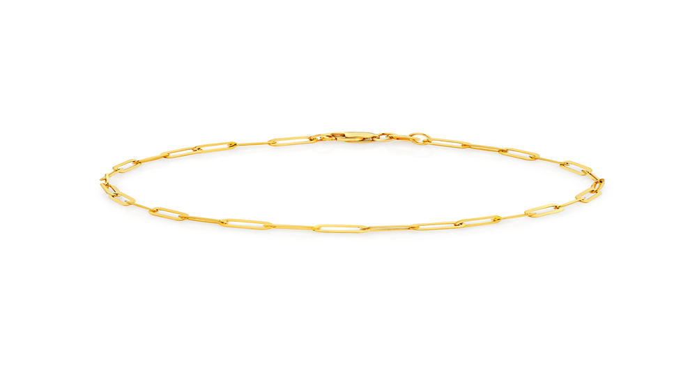 9ct Gold 19cm Solid Paperclip Bracelet Angus & Coote