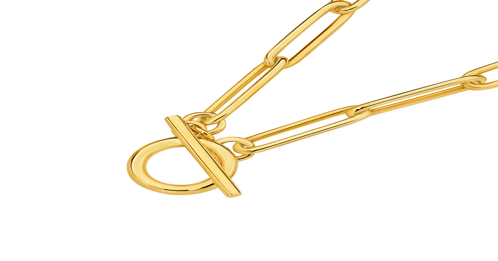 9ct Gold 19cm Solid Paperclip Fob Bracelet | Angus & Coote
