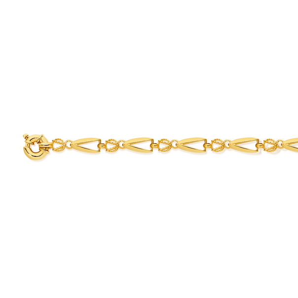 9ct Gold 19cm Solid Tulip Link Bolt Ring Bracelet