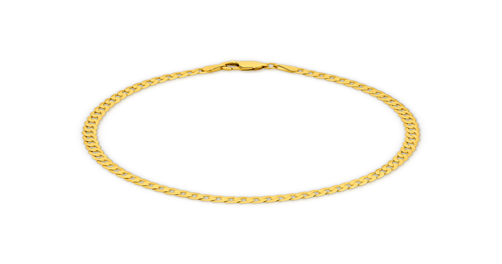 9ct Gold 20.5cm Solid Bevelled Close Curb Bracelet | Angus & Coote