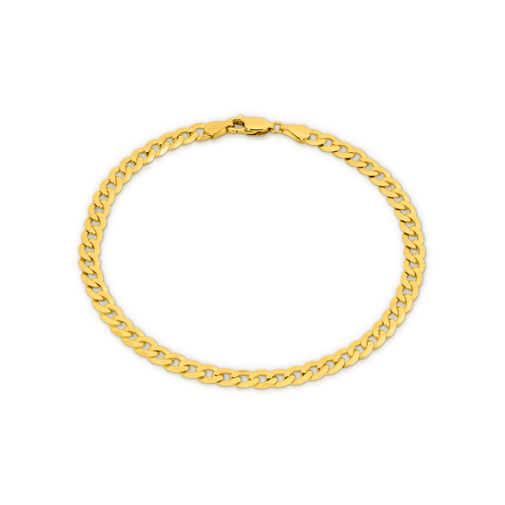 9ct Gold 20.5cm Solid Flat Curb Bracelet