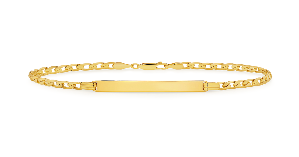 9ct Gold 21cm Curb Engravable Identity Bracelet Angus & Coote