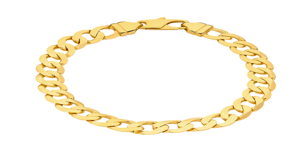9ct Gold 21cm Solid Curb Bracelet Angus & Coote