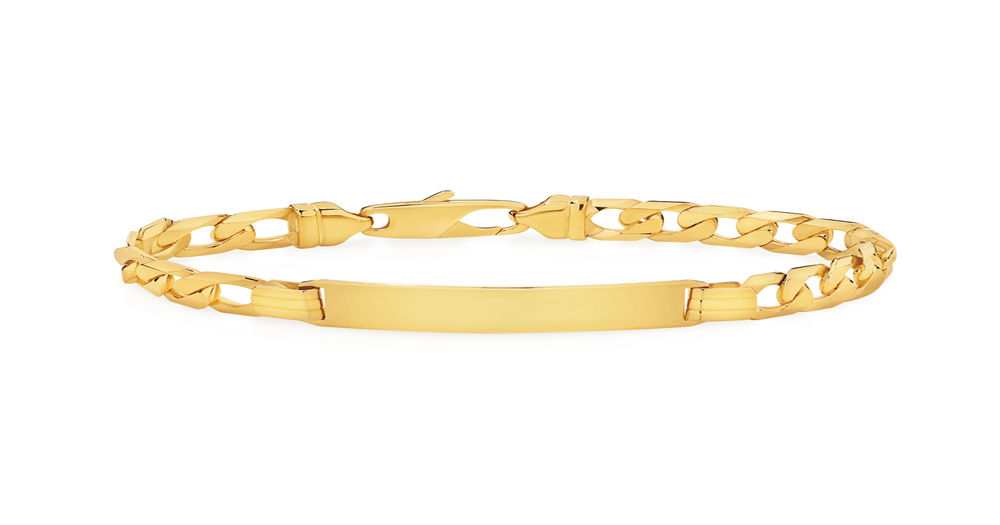 9ct Gold 21cm Solid Curb Identity Bracelet Angus & Coote