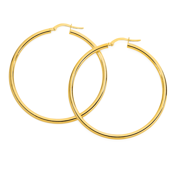 9ct Gold 2.5x40mm Polished Hoop Earrings
