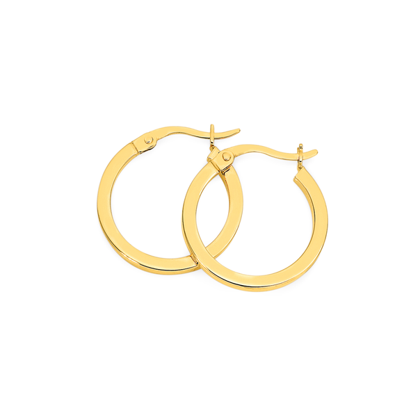 9ct Gold 2x15mm Square Tube Hoop Earrings