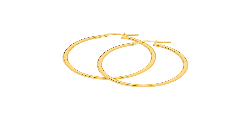 9ct Gold 30mm Hoop Earrings Angus & Coote