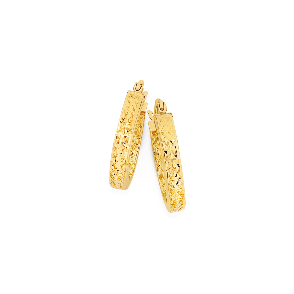 9ct Gold Hoop Ladies 12mm Earrings