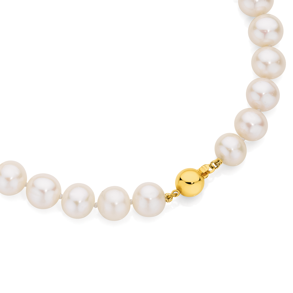 Pearl & CZ Two Tone Crossover Pendant Necklace in 9ct Gold | Ruby & Oscar