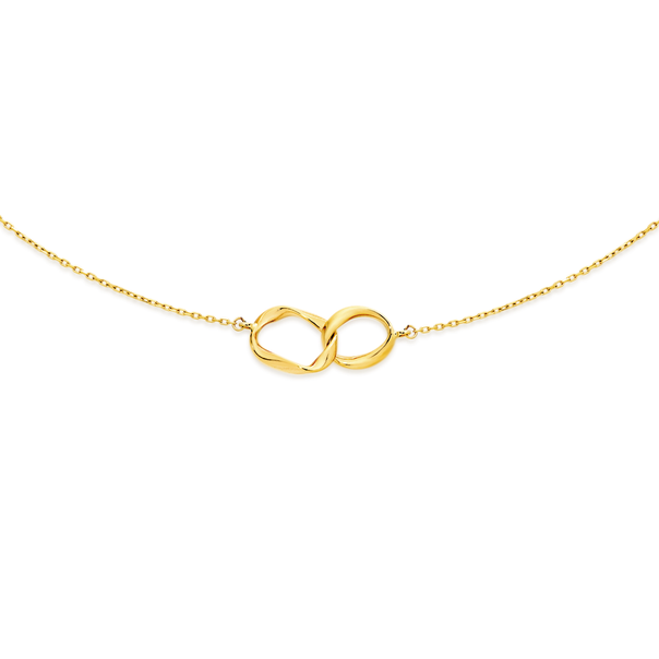 9ct Gold 45cm Linked Rings Trace Necklet