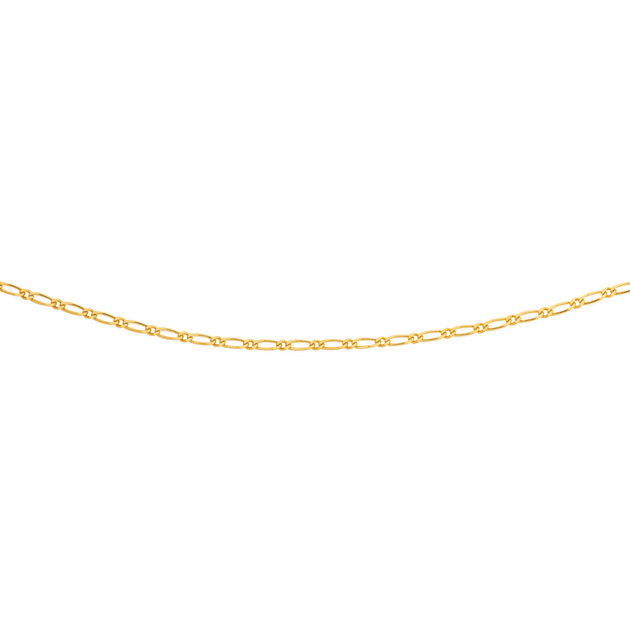 9ct Gold 45cm Solid Figaro 1+1 Chain | Angus & Coote