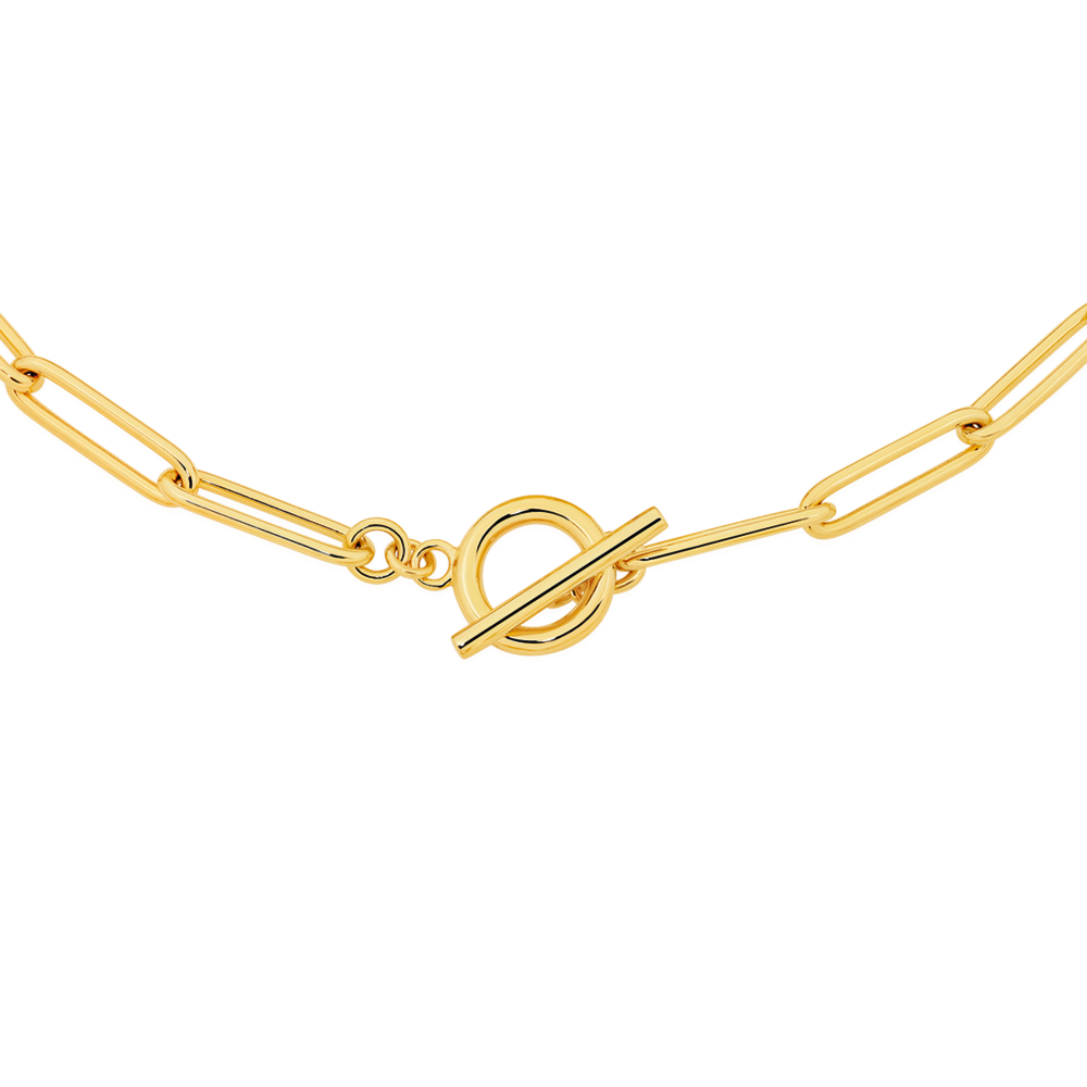 9ct Gold 48cm Solid Paperclip Fob Necklet | Angus & Coote
