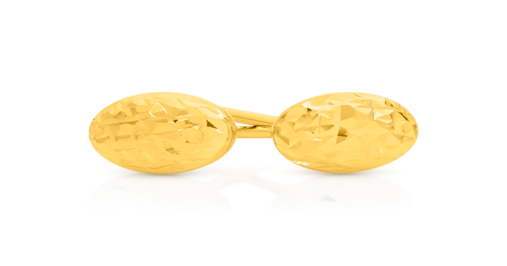 9ct Gold 4mm Diamond-cut Button Stud Earrings | Angus & Coote