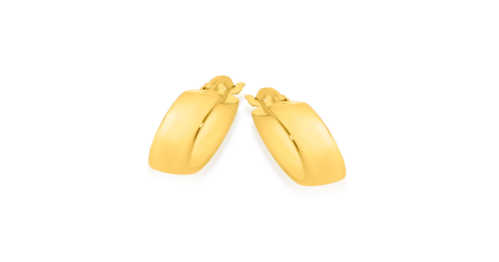 9ct Gold 4x12mm Half Round Hoop Earrings | Angus & Coote