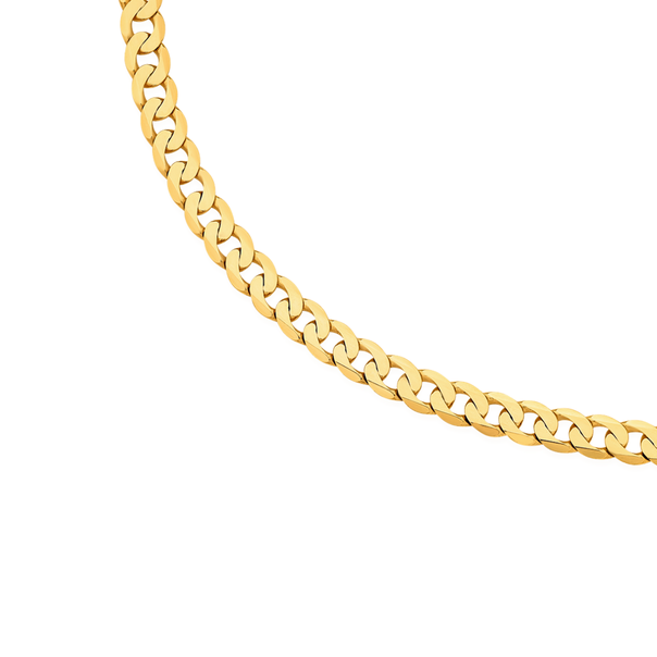 9ct Gold 55cm Solid Bevelled Close Curb Chain