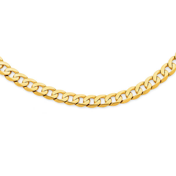 9ct Gold 60cm Solid Bevelled Close Curb Chain