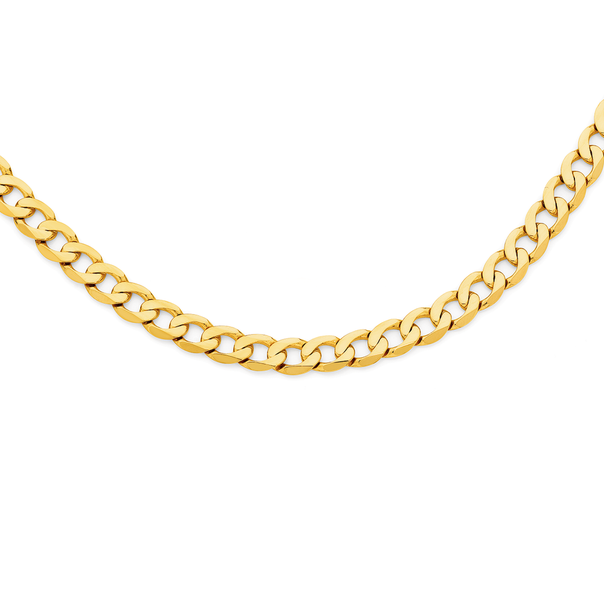9ct Gold 60cm Solid Bevelled Close Curb Chain