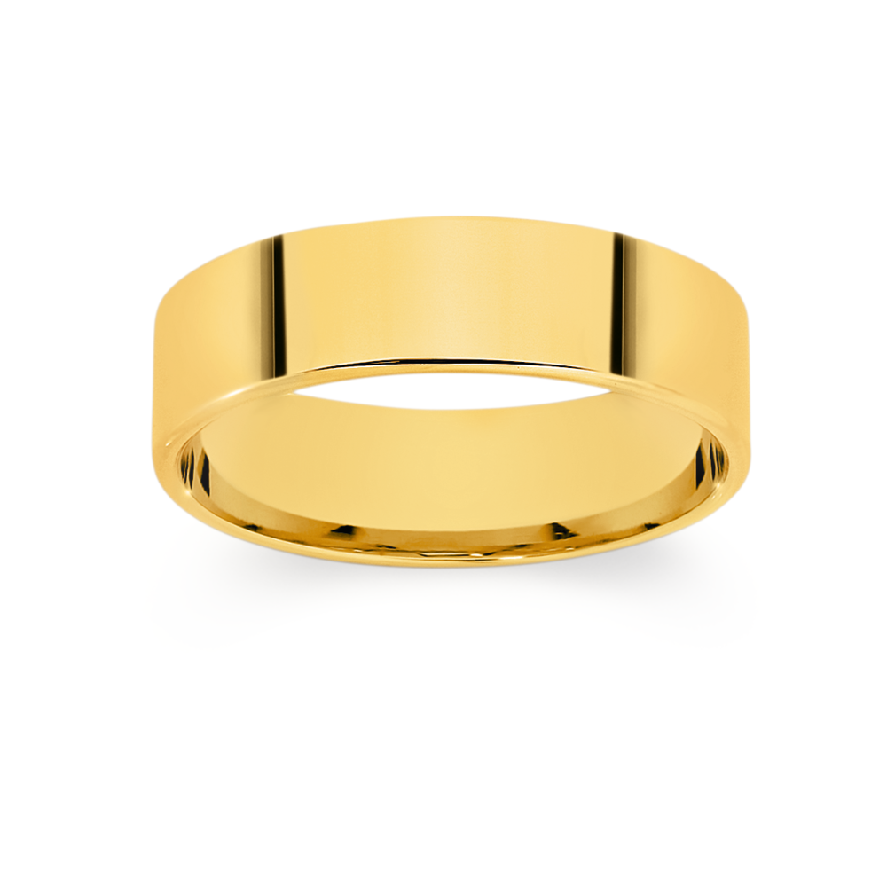 Inlet Wedding Band - Flat, Stackable 6mm Wedding Band in Recycled Gold –  Anueva Jewelry