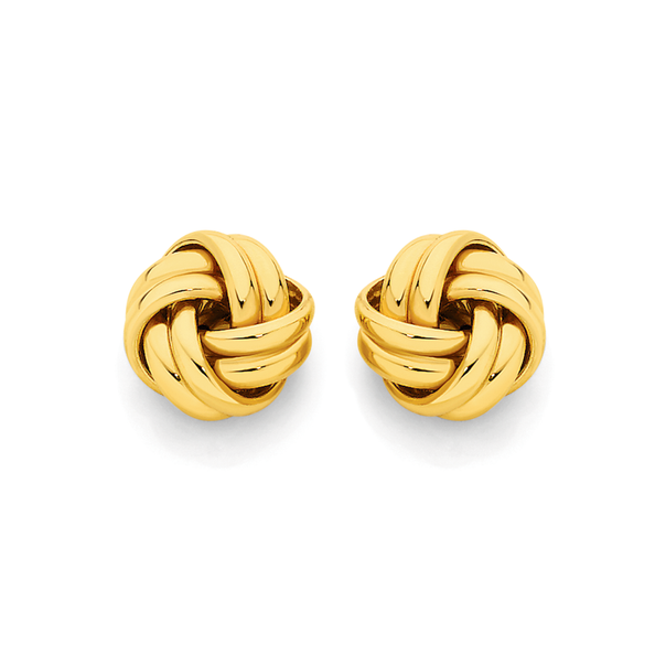 9ct Gold 9mm Double Knot Stud Earrings