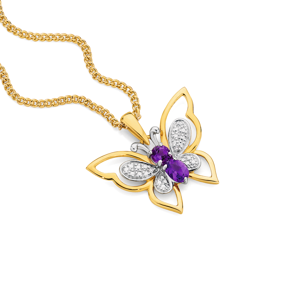 Fancy Vintage Style Purple Cubic Zirconia Necklace in Yellow Gold | New  York Jewelers Chicago