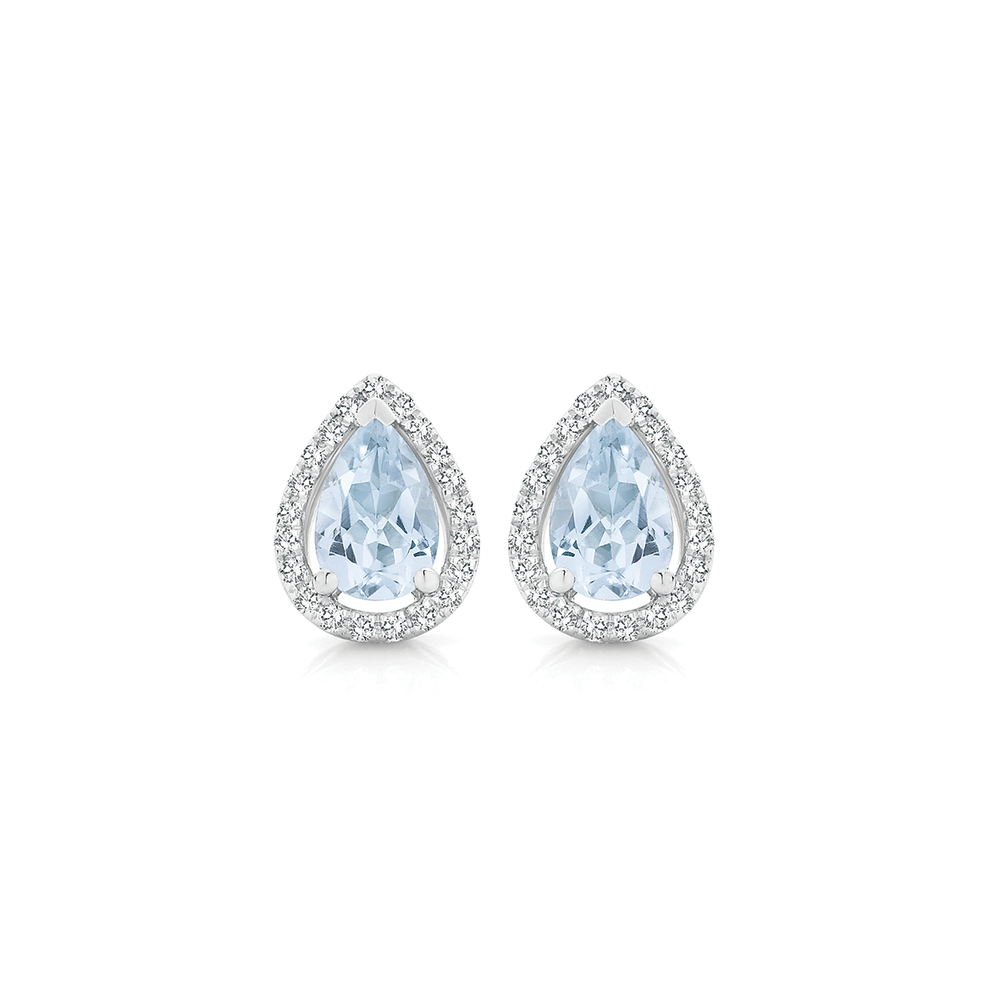 Aquamarine & Diamond Earrings | All Diamond.co.uk