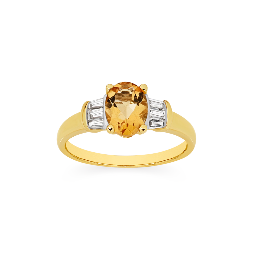 9ct Gold Citrine Diamond Ring in Yellow Angus Coote - Main Image