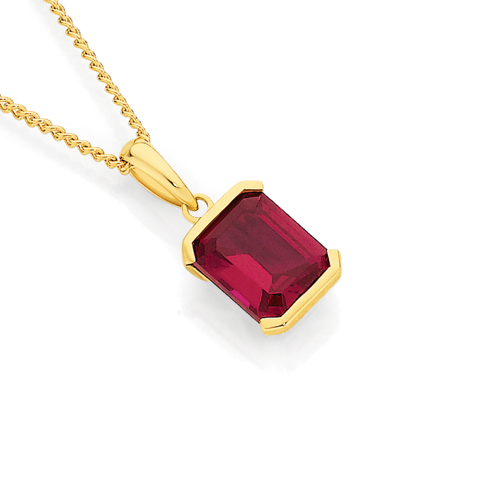 9ct Gold Created Ruby Pendant 