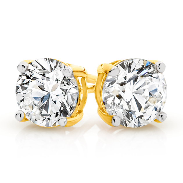 Gold cubic zirconia stud earrings Clearance