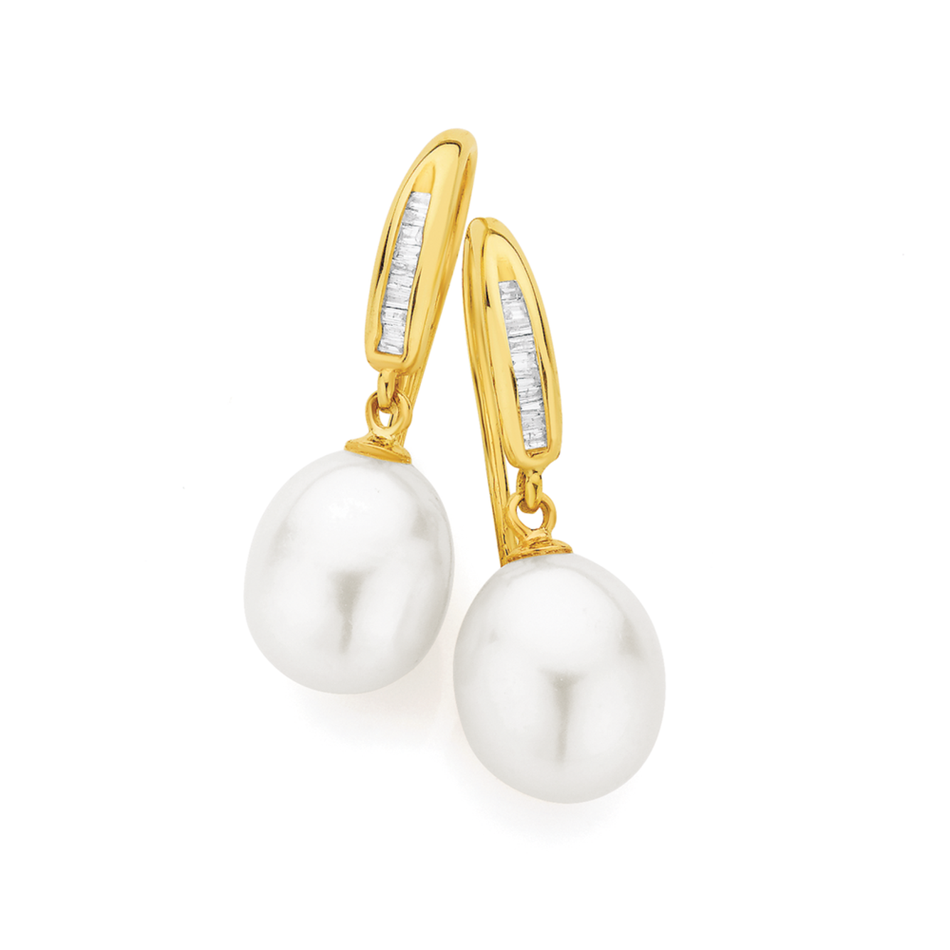 9ct White Gold Pearl & Diamond Drop Earrings | Earrings | Angus and Coote