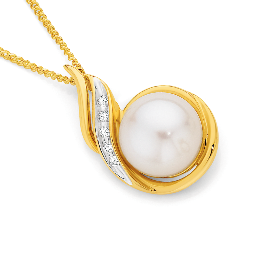 9ct Gold Cultured Freshwater Button 