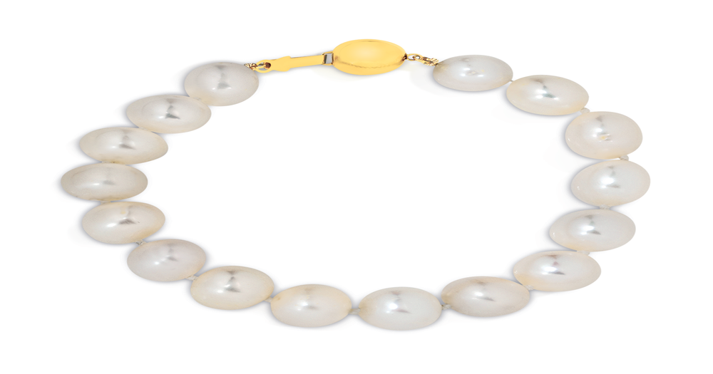 9ct Gold Cultured Freshwater Pearl Bracelet in White Angus & Coote