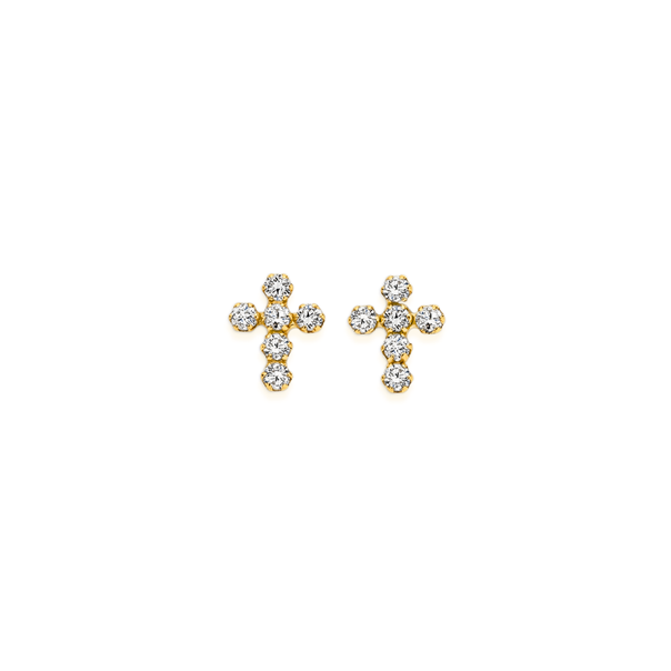 9ct Gold CZ Cross Stud Earrings