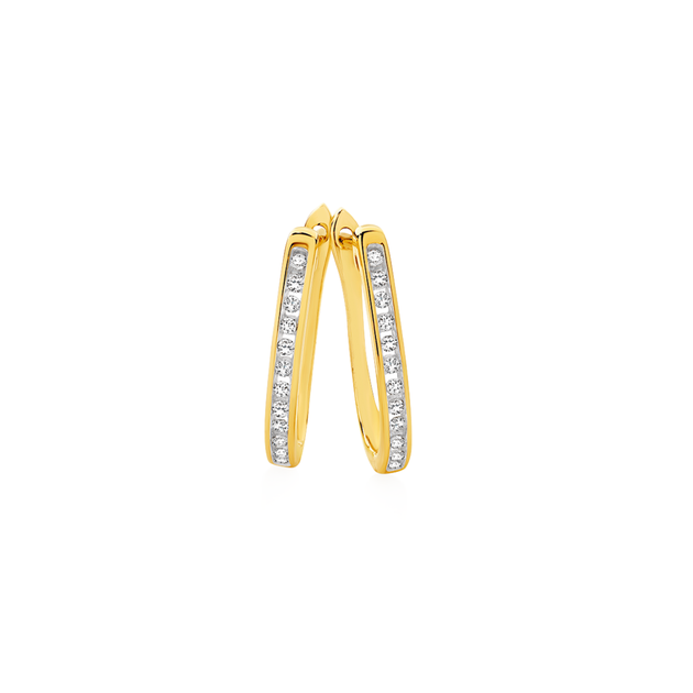 Channel set diamond huggie earrings Clearance