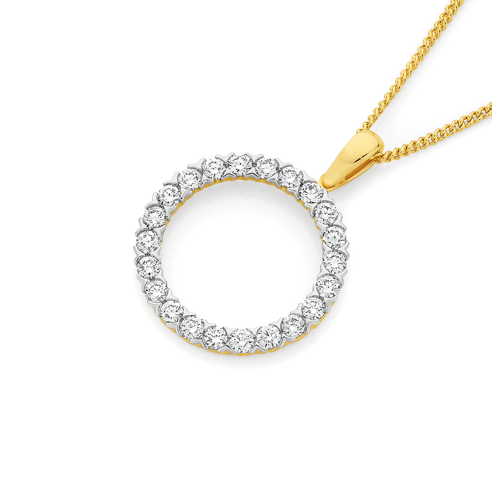 9ct Gold Diamond Circle Pendant 