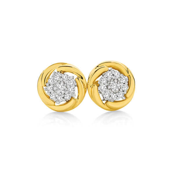 9ct Gold Diamond Cluster Earrings