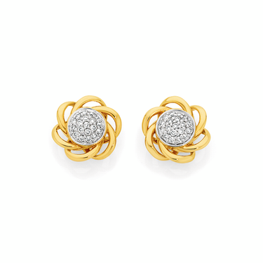 9ct Gold Diamond Cluster Multi Swirl Stud Earrings $399 ($799) + more 50% off Angus & Coote sale